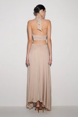 Nola Draped Lurex Halter Top - Gold