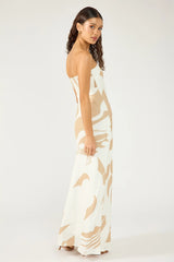 Perfect Stranger Cielle Strapless Maxi Dress Nude Print