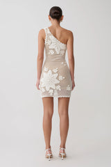 Barker Hand Crochet Knit Mini Dress - White