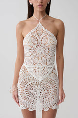 Marvin Crochet Halter Top - Ivory