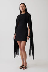 Triana Chiffon Overlay Mini Dress - Black
