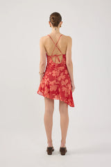 Perfect Stranger Zinna Mini Dress Red Print