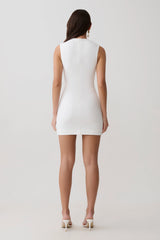 Fion Sleeveless Stretch Crepe Mini Dress - White