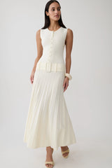 Rebena Pleated Midi Dress - Ivory