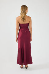 Perfect Stranger Hallie Strapless Maxi Dress Burgundy