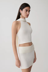 Misty Halter Backless Knit Top - Ivory