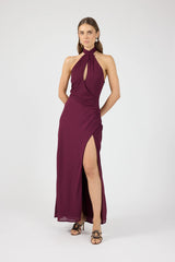 Perfect Stranger Ember Halter Maxi Dress Plum