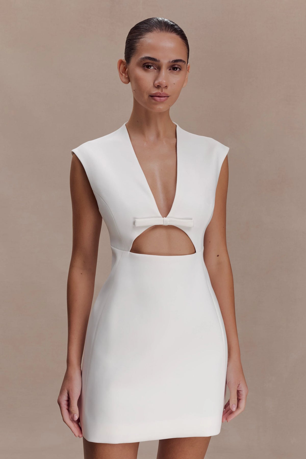 Victoria Cut Out Suiting Mini Dress - Ivory