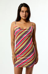 Beverly and Beck Piper Backless Striped Mini Dress
