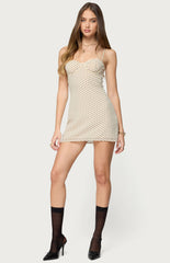 Edikted Polka Dot Cupped Chiffon Mini Dress