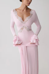 Electra Slinky Lace Maxi Dress - Ballet Pink
