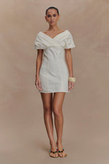 Pascale Off Shoulder Denim Mini Dress - White