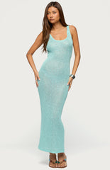 Edikted Abby Sequin Sheer Knit Maxi Dress