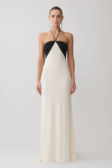 Hien Sequin Halter Maxi Dress - Black/Ivory