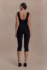 Kyra Open Back Scuba Crepe Top - Black