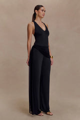 Aspyn Slinky And Mesh Top - Black
