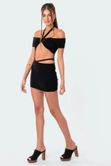 Kayla Strappy Knit Mini Skirt