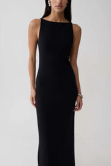 Yura Backless Twist Maxi Dress - Black