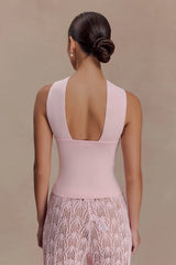 Angelika Twist Front Knit Top - Baby Pink