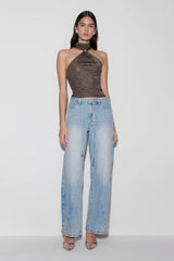 Nikki Lurex Top With Hardware - Gunmetal