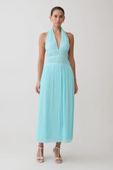 Thien Cowl Halter Midi Dress - Blue