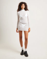 Eleanor Lace Sheer Mini Dress White