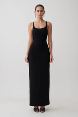 Julian Crepe Strapped Back Maxi Dress - Black