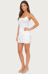 Edikted Caya Embroidered Floral Mesh Mini Dress