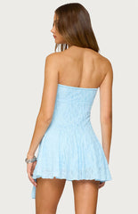 Edikted Elaia Asymmetric Strapless Lace Mini Dress