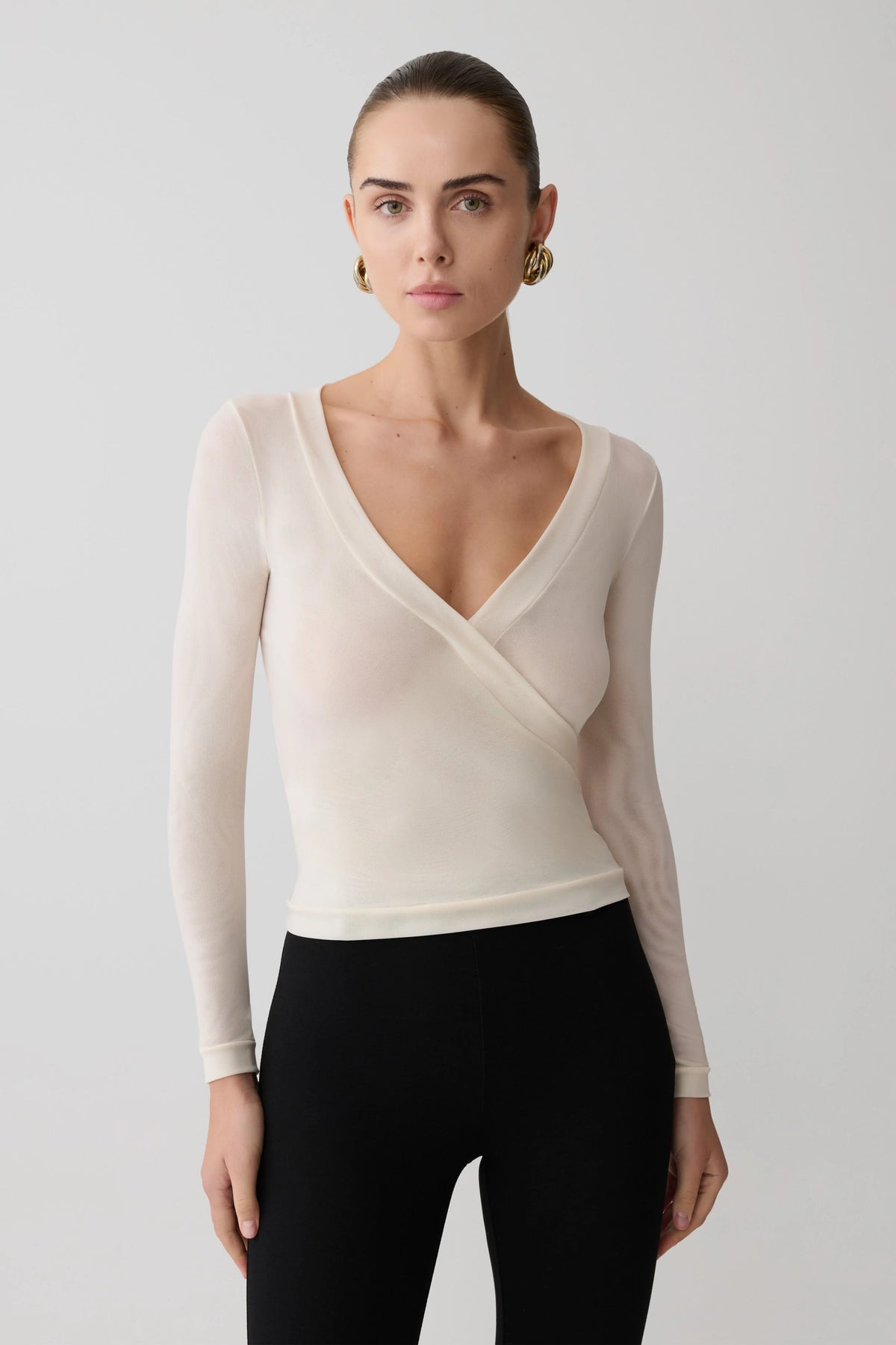 Lumi Long Sleeve Mesh Top - Bone