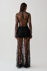 Alizette Long Sleeve Lace Maxi Dress - Black