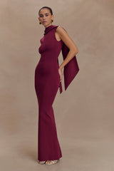 Darby Knit Scarf Maxi Dress - Merlot