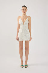 Perfect Stranger Essie Sequin Mini Dress Off White
