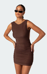 Edikted Mikey Ruched Open Back Mini Dress