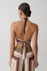 Thea Halter Chiffon Sleeveless Top - Multi Stripe