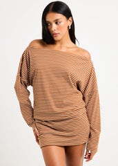 Dara Stripe Off Shoulder Mini Dress