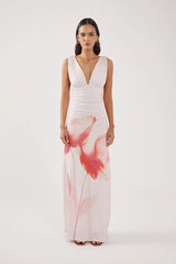Perfect Stranger Cassia Flower Maxi Dress Pink Print