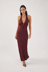 Perfect Stranger Kennedy Halter Maxi Dress Burgundy