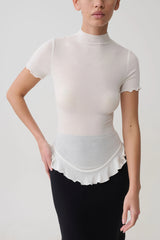 Nira Short Sleeve Ruffle Top - White