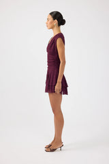 Perfect Stranger Ardena Frill Mini Dress Plum