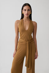Daine Peached Jersey Halter Top - Caramel