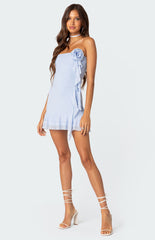 Edikted Thalia Flower Pin Ruffle Mini Dress