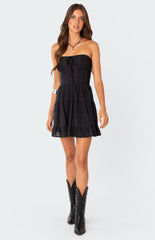 Edikted Liora Lacey Cotton Mini Dress