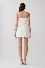 Stasia Strapless Crochet Mini Dress - White