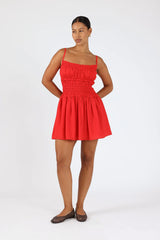 Perfect Stranger Ellis Shirred Mini Dress Red