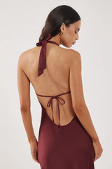 Perfect Stranger Kennedy Halter Maxi Dress Burgundy
