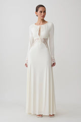 Elethea Lace Slinky Maxi Dress - Ivory