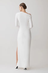 Thalyn Crepe Maxi Dress With Split - White